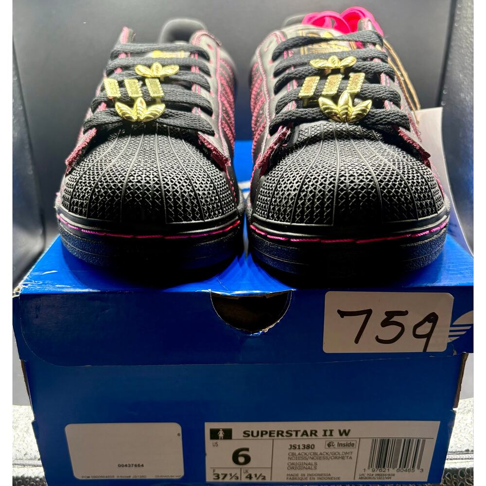 NIB - Sz. 6 - Woman's Adidas Superstar II - Black/Pink Shoes